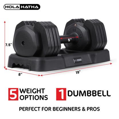 5-In-1 Adjustable Dumbbell Home Gym Workout Equipment, Single