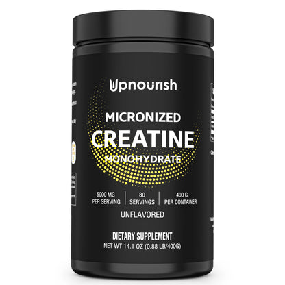 Micronized Creatine Monohydrate Powder 400 G - Unflavored Vegan Creatine Powder for Pre Workout, Muscle Building - Pure Creatine for Women and Men - Instantized Creatine Supplement, 80 Servings